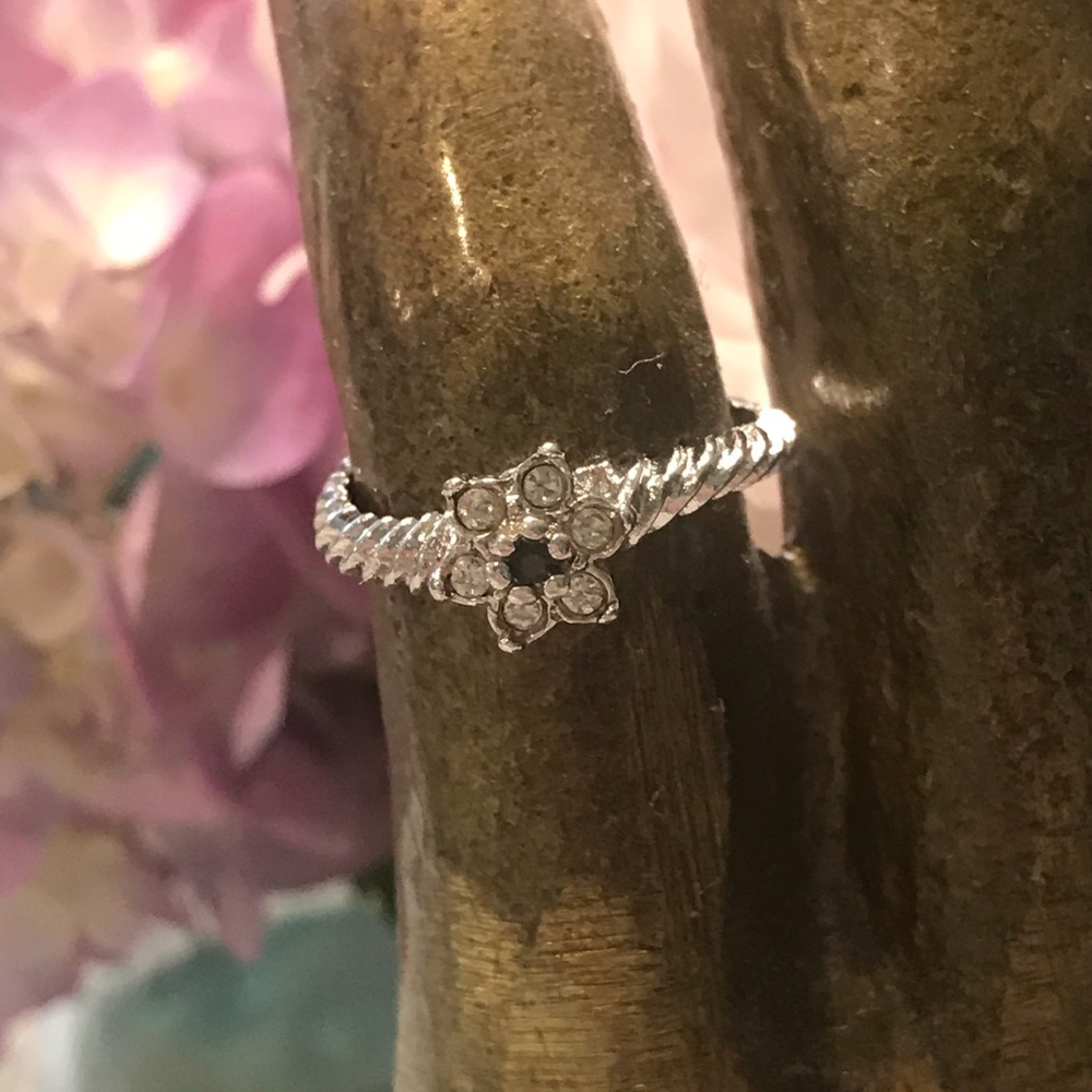 Delicate CZ ring with simulated sapphire